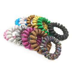 4CM mix color fabric cloth line hair pnoytail holder wire elastic telephone cord hair tie