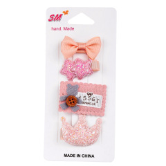 Amazon hot flower rabbit pattern hairpin bow princess hair clip set for kid