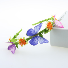 Amazon hot sale beautiful children butterfly leaf hairband for girls kids