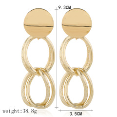 custom fashion fancy trendy girls women Vintage long double circle gold Geometric statement tassel earrings