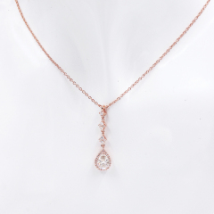 Hot sale fashion jewelry pear shape 925 silver gold plated moissanite necklace
