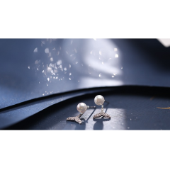 fashion custom wholesale women fishtail ladi jewelry gift posts silver pearl earring 925 sterling