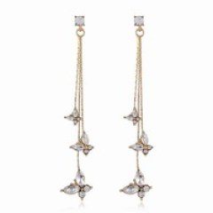 amazon ins Customized korean fashion trendy Zircon Jewelry Fashion Gold Long Drop Diamond Earrings for Women