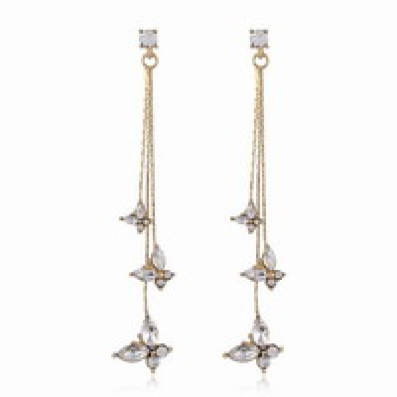 amazon ins Customized korean fashion trendy Zircon Jewelry Fashion Gold Long Drop Diamond Earrings for Women