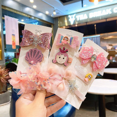Children's hair accessories bow gradient yarn temperament princess girl hair clips for kid