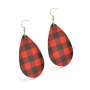 Fashion Colorful Creative Simple Two-sided Teardrop  Lattice Pattern Leather Hook Earrings