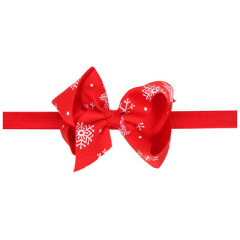 2019 Red lucky baby girls hairband with snowflakes bow knot for Christmas party