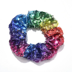 2020 Amazon hot sale fashion custom girls elastic bling bling glitter sequin scrunchy hair ties for women