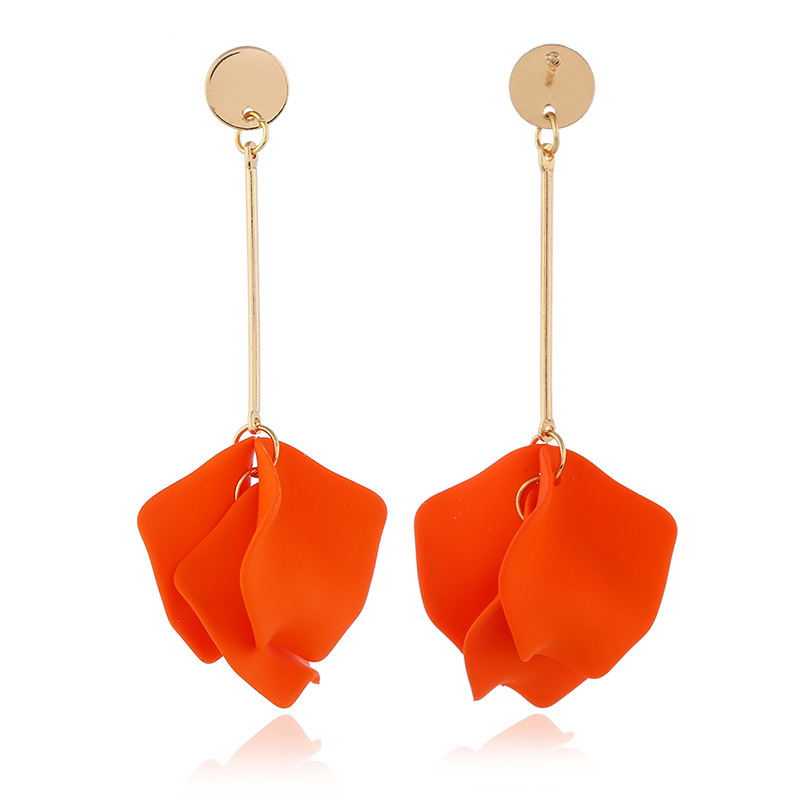 European and American gold multi piece long petal geometric women flower earrings