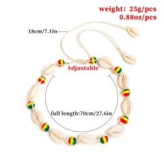 Handmade Jewelry Braided Colored Beaded Shell Short Rope Adjustable Choker Necklace