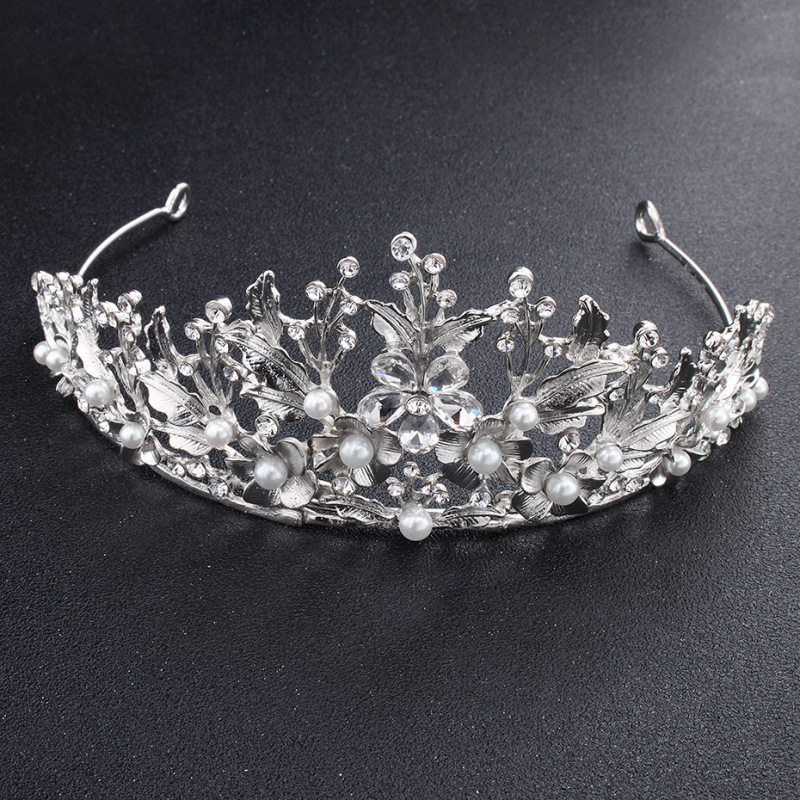 Luxury Rhinestone hair accessories round silver jewelry birthday girl wedding tiara crowns