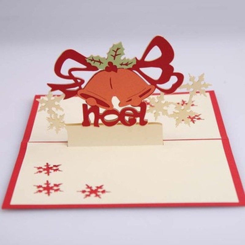 2020 New Arrived Christmas paper laser cut christmas bell gift 3d pop up cards 2020 New Arrived Christmas paper laser cut christmas bell gift 3d pop up cards