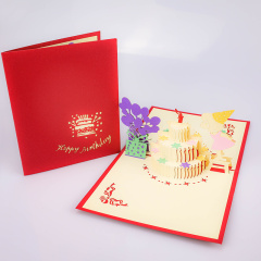 Handmade custom logo paper laser cut happy birthday gift 3d pop up card