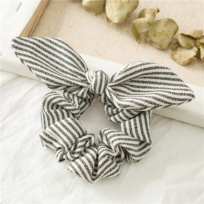 Top sale amazon wholesale custom korean rabbit ears hair holder stripe elastic hair ties Top sale amazon wholesale custom korean rabbit ears hair holder stripe elastic hair ties