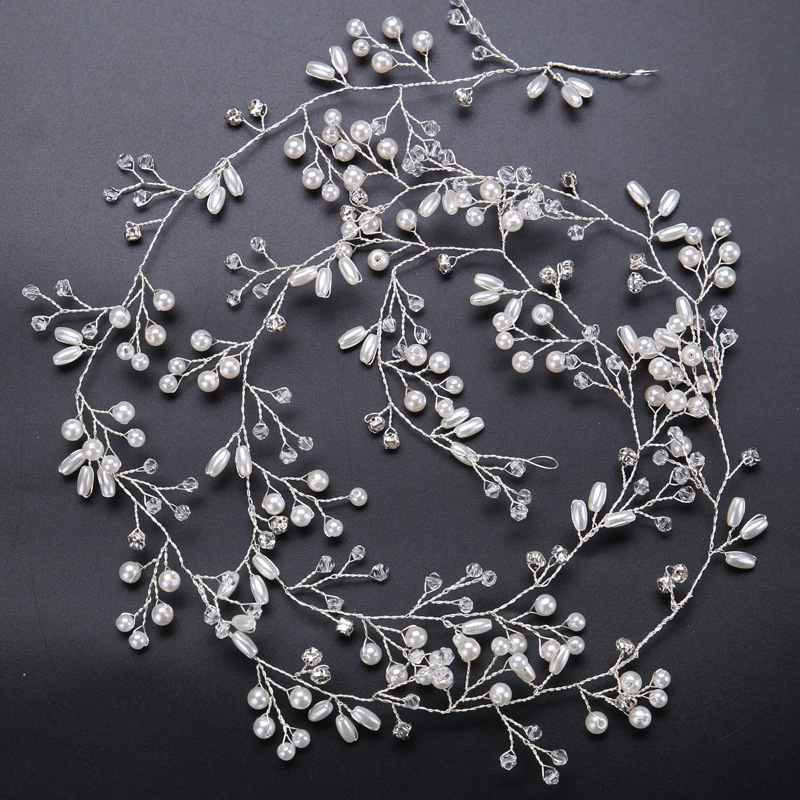 Wholesale korea fashion copper silver long hair band wedding bridal headband rhinestone