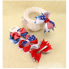 wholesale  American National Flag Children's Bow Hair Clip Hairpin hair accessories