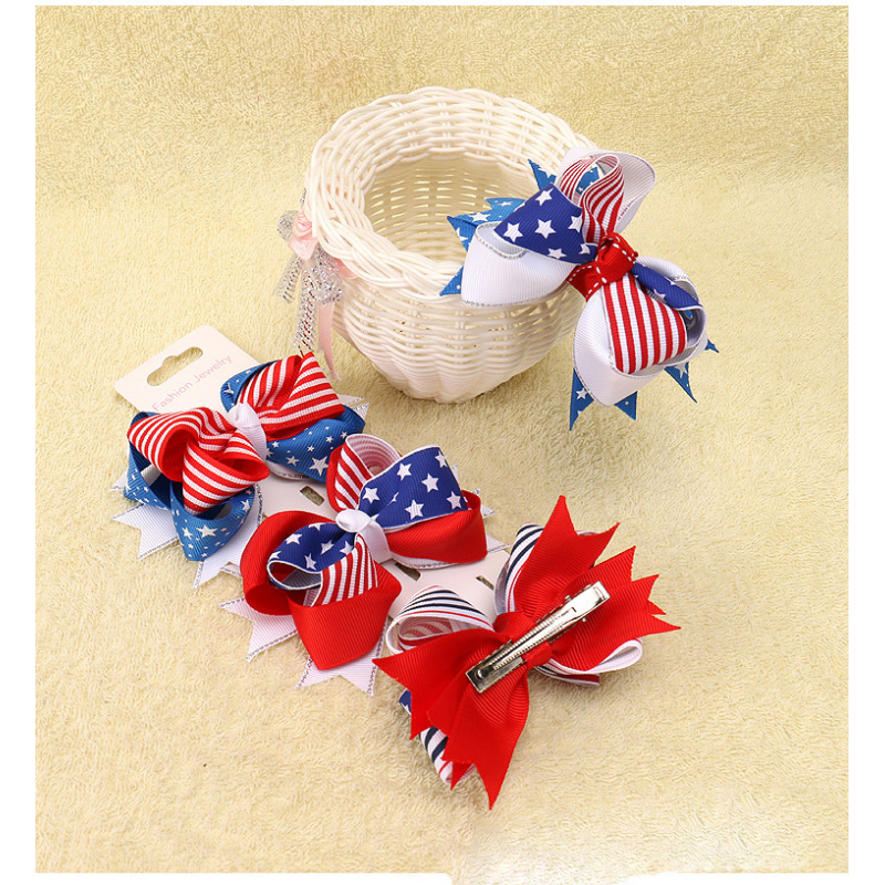 wholesale  American National Flag Children's Bow Hair Clip Hairpin hair accessories