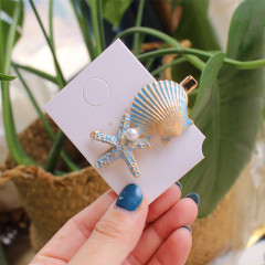 Victoria baroque exaggerated Pin metal pearl hair accessories sea shell hair clip
