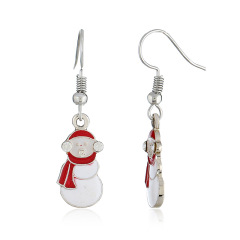 2019 new fashion rhinestone paint women white snowman hook christmas earrings