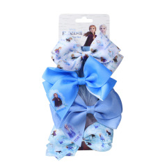 4pcs kids baby girl Frozen Ice princess printed jojo siwa ribbon bow Hair Clip