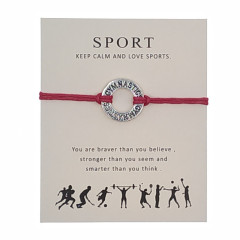 Amazon custom charm leather GYMNASTICS rope adjustment bracelet for women men's with blessing card