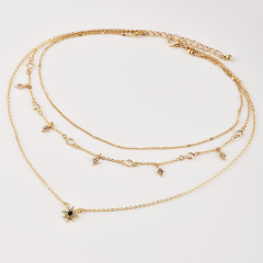 wholesale fancy Amazon ins fashion gold beach star sun layered necklace for women lady girls layers