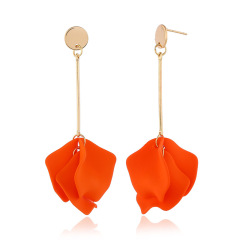 European and American gold multi piece long petal geometric women flower earrings