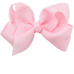 Korean women baby girls classic dot pattern ribbon bow hair clips