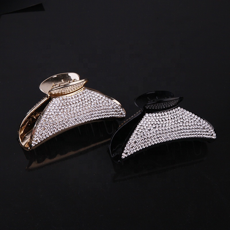 Wholesale Korean black plastic hair accessories jewelry full diamonds rhinestones large hair claw clips for women