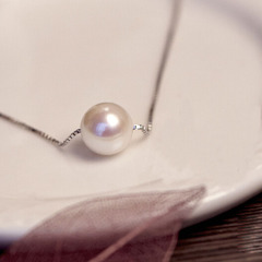 korean ins valentine's day christmas gift pure 925 silver round pearl choker necklace