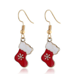 Wholesale fashion alloy paint snowflake christmas stocking women earrings Wholesale fashion alloy paint snowflake christmas stocking women earrings