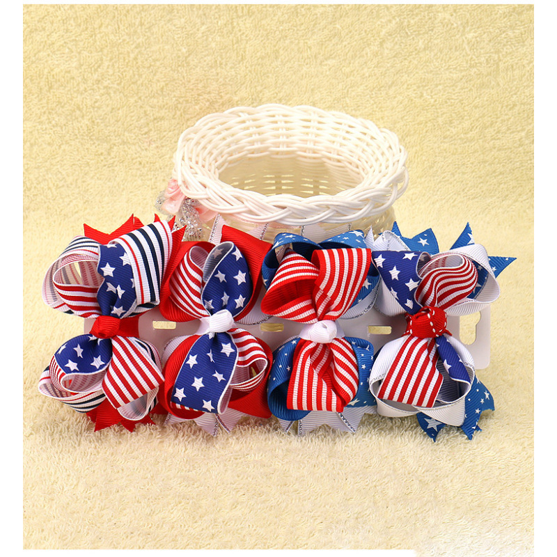 wholesale  American National Flag Children's Bow Hair Clip Hairpin hair accessories