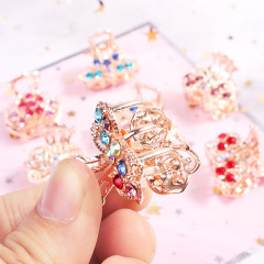 Fashion girls butterfly crystal alloy small rhinestone hair claw clips for children