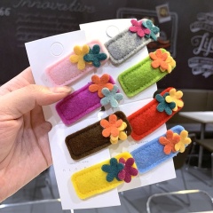Top sales wool fabric  multicoolor mini flower hair claw clip hair ornament for ladies