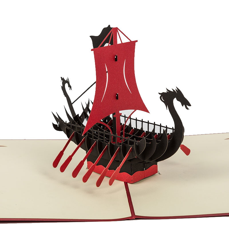 2019 custom handmade Blessing christmas ship 3d pop up boat cards