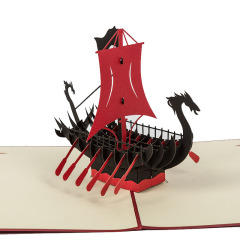 2019 custom handmade Blessing christmas ship 3d pop up boat cards 2019 custom handmade Blessing christmas ship 3d pop up boat cards