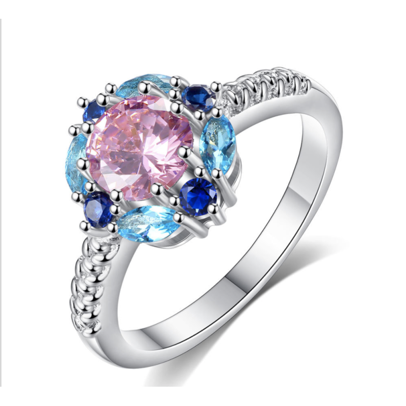 Women dress gold rhodium plated rainbow diamonds wedding rings Women dress gold rhodium plated rainbow diamonds wedding rings