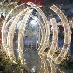 High quality white metal round pvc wedding backdrop decoration flower arch