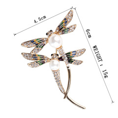 2020 korean fashion jewelry woman designer insect dragonfly brooces with pearl