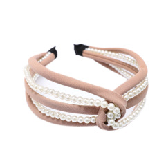 Vintage custom hair accessories fabric knot elastic pearl hair band