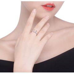 Custom design girl wedding decoration gold opal diamond crown ring