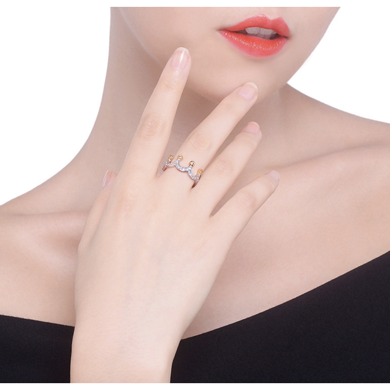 Custom design girl wedding decoration gold opal diamond crown ring Custom design girl wedding decoration gold opal diamond crown ring
