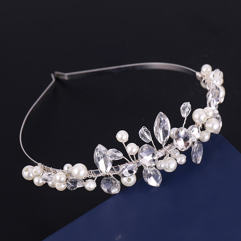 women girl korea fashion hair band crystal wedding bridal pearl headband wedding