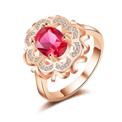 New Design Retro Red Ring Simple Pave Setting Cubic Zirconia Flower Ring New Design Retro Red Ring Simple Pave Setting Cubic Zirconia Flower Ring