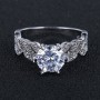Crystal Finger Ring Brass Plated Silver Color Cubic Zirconia Ring For Wedding Party