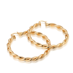 Wholesale gold plated twisted rope 60mm lady hoop earrings drop dangling earring