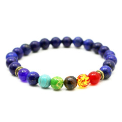wholesale Natural lava stone energy volcanic stone chakra seven colorful Buddha beads bracelet