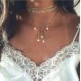 wholesale Amazon ins hot creative retro simple alloy pentagram multi layer necklace
