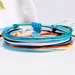 New fashion simple waterproof wax color rope handmade adjustable woven bracelets for women