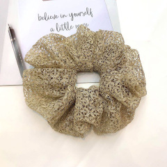 Amazon hot sale new design girls large elastic hollow lace scrunchies for hair